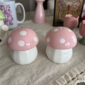 Pink Mushroom Salt and Pepper Shakers